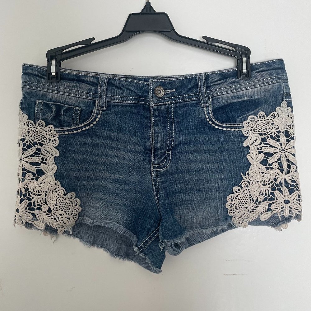 Denim Shorts with Lace